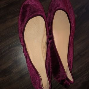 Crushed velvet burgundy ballet flats sz 11
